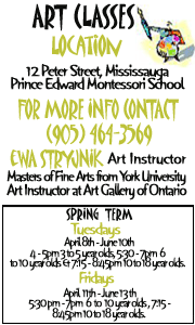 Art Classes at Prince Edward Montessori School, Mississauga Art Instructor Ewa Stryjnik (905) 464-3569